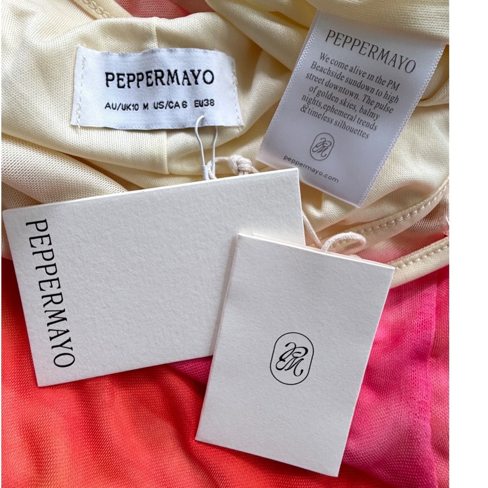 Peppermayo Pink Lily Floral Mesh Maxi Dress Cream Bodycon NWT Size US 6 Summery - Picture 6 of 16